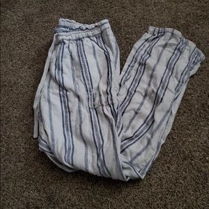 blue and white striped pants!